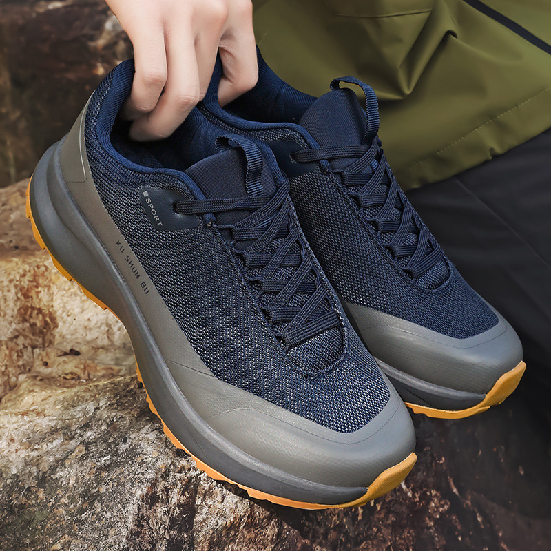 Mens Chunky Trail Sneakers Non Fashion Gifts Slip Rubber Sole For All Day Outdoor Comfort - view 5