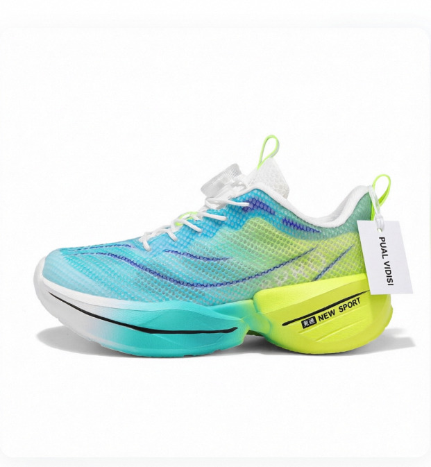 Unisex Cyan Green Gradient Running Shoes Breathable Mesh Fashion Gifts For Professional Sports Training - view 6