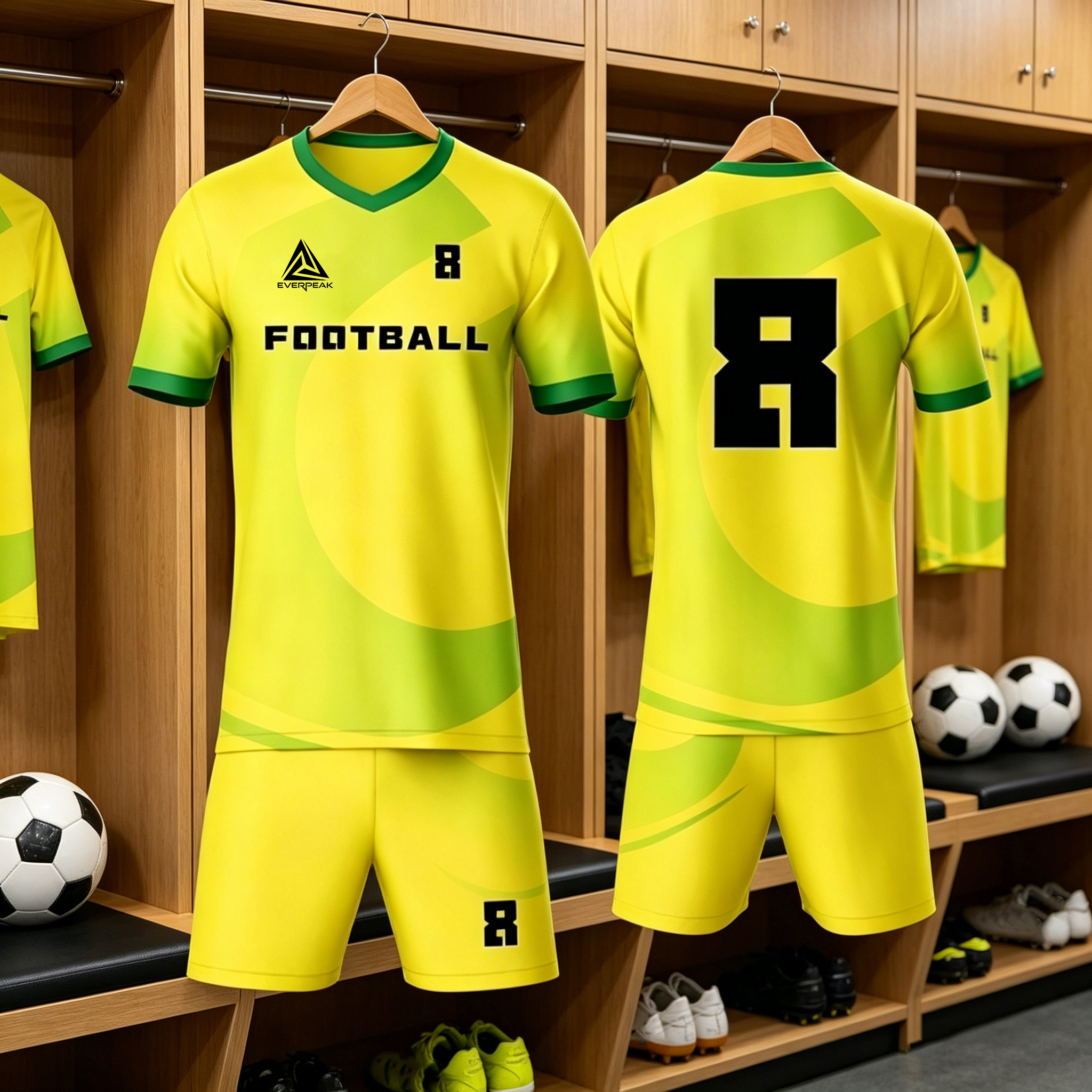 Custom Yellow Green Football Uniform Quick Dry Breathable Soccer Jersey Set Personalized Team Sportswear for Training Matches - view 6