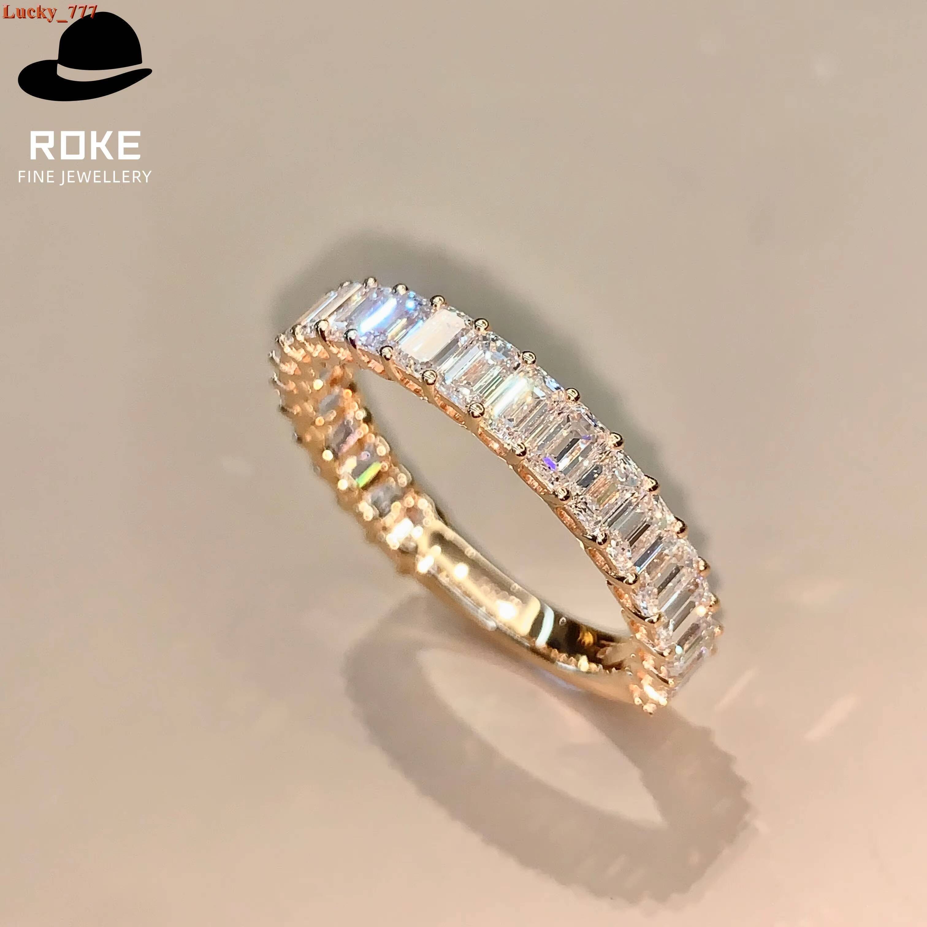 Elegant Womens Emerald Cut Diamond Eternity Ring 9K-18K Gold Prong-Set Lab-Grown Diamonds Bridal/Anniversary Fine Jewelry