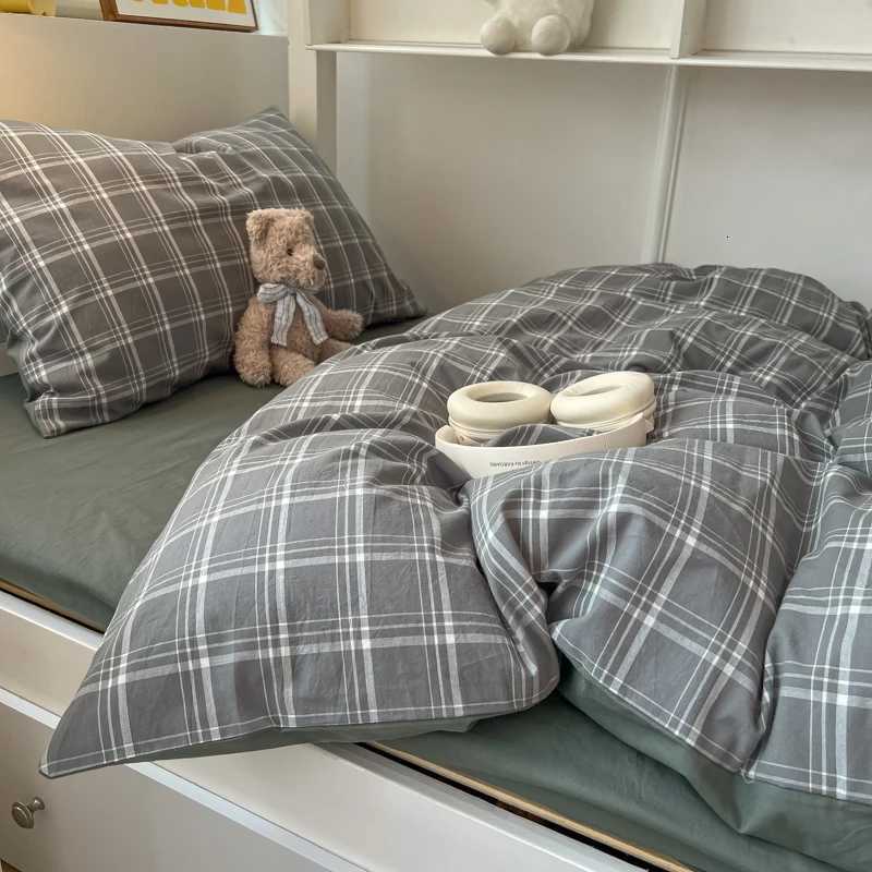 Nordic Wash Cotton Bedding Set Duvet Cover with Pillowcase Bed Sheet Set Comforter Cover Bed Linens Set Single Full Queen SizeR260528