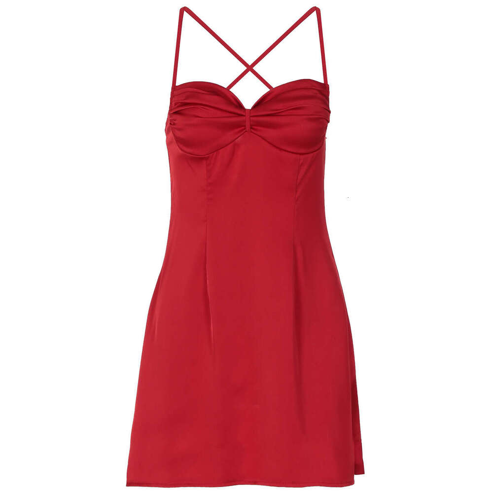 Solid Color Camisole Dress For Women Backless Slim Fit Non Stretch Casual Daily Wear Elegant Ladies Dress MAKOUFEI