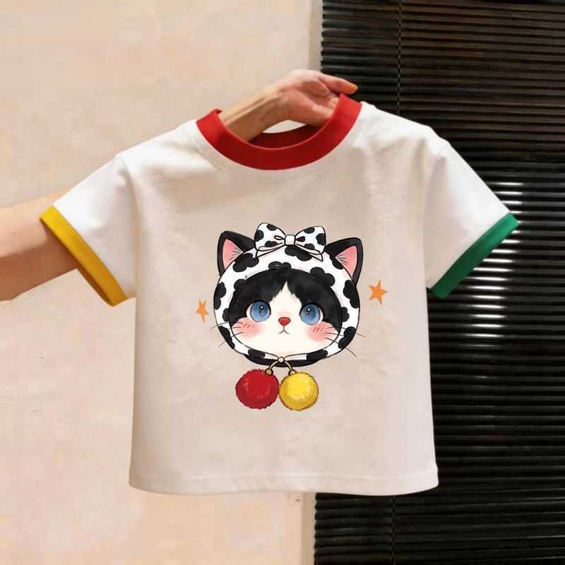 Boys and girls pure cotton short-sleeve T-shirt 2026 summer new style childrens color-blocked round-neck top baby summer wear base shirt L260528