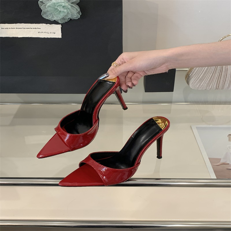Womens Multi Color Pointed Toe Stiletto Mules Patent Leather For Party Evening Fashion Gifts Daily Wear - view 5