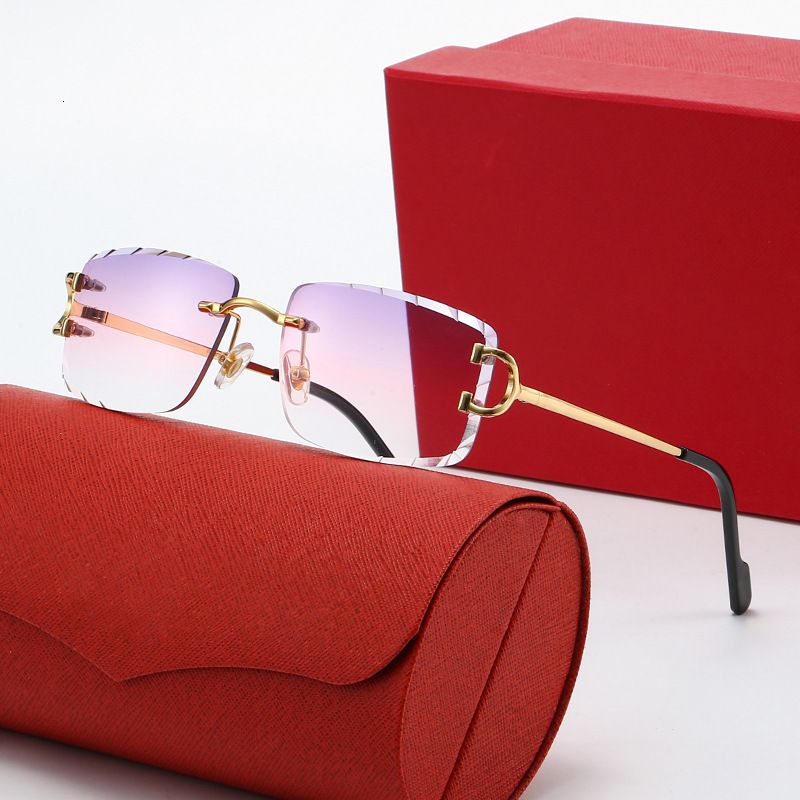 New Frameless Cut Edge Womens Sunglasses For Sunglases Designer Women Decorative Sunglasses Fashion Light Luxury Personality Optical Glasses Occhiali 
