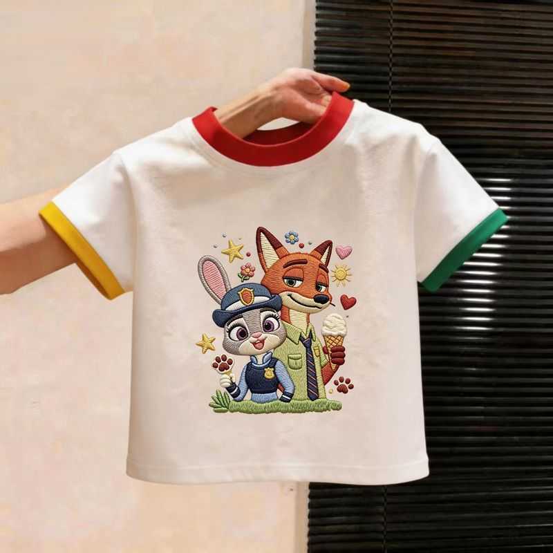Boys and girls pure cotton short-sleeve T-shirt 2026 summer new style childrens color-blocked round-neck top baby summer wear base shirt L260528