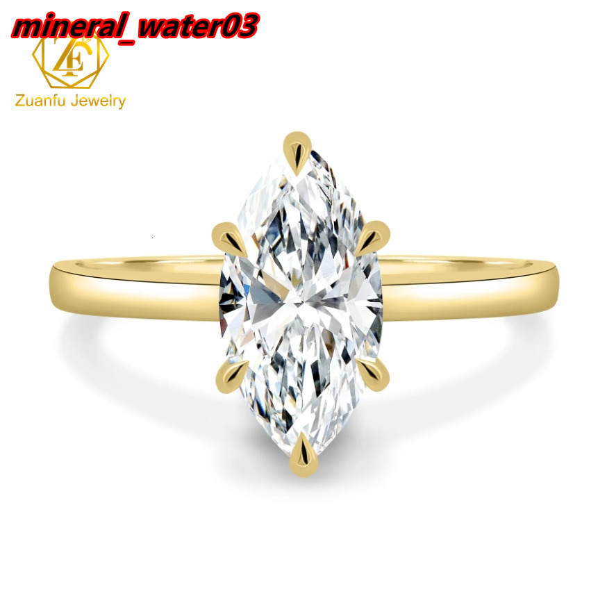 Fine Mossanite Jewelry Silver /9k/14k/18k Solid Yellow Gold Engagement Wedding Rings Marquise Cut Moissanite Diamond Ring