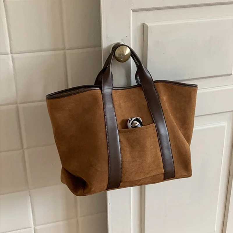 Vintage Suede Large Capacity Handbag Simple All-mah Fi Tote Bags Design Casual Top Handle Shoder Bag For Wen 2026 J260528 - view 4