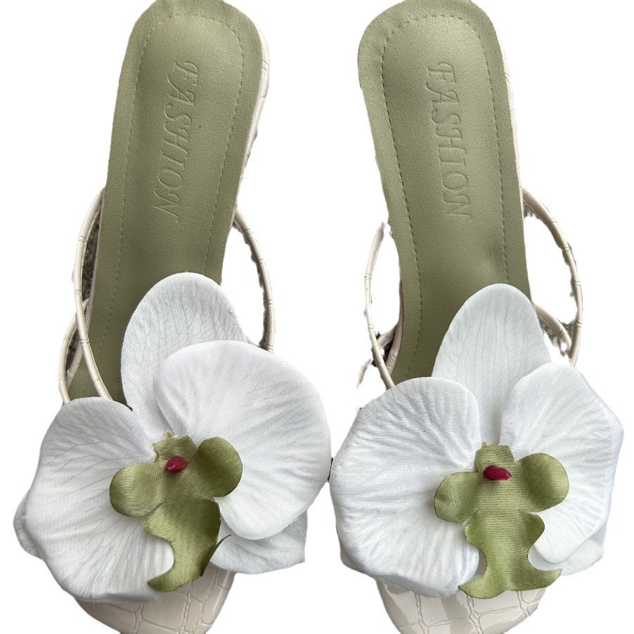 Womens Pink Flower Fashion Gifts Slide Sandals Croc Embossed For Summer Casual Beach Daily Wear - view 6