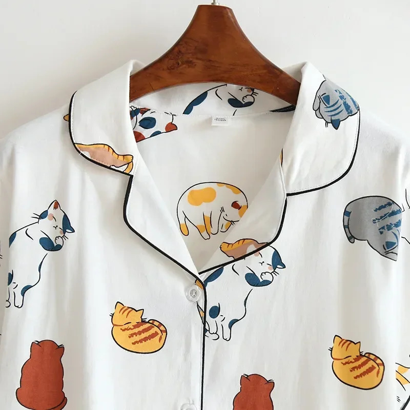 100 short-sleeved shorts ladies pajamas set cute cartoon pajamas Japanese simple short pajamas women sleepwear 260527 - view 5