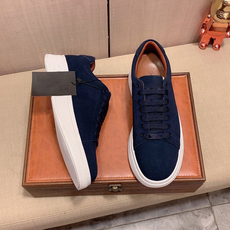 Mens Navy Blue Suede Platform Sneakers Lace Up For Fashion Gifts Smart Casual Daily Office Wear - view 3