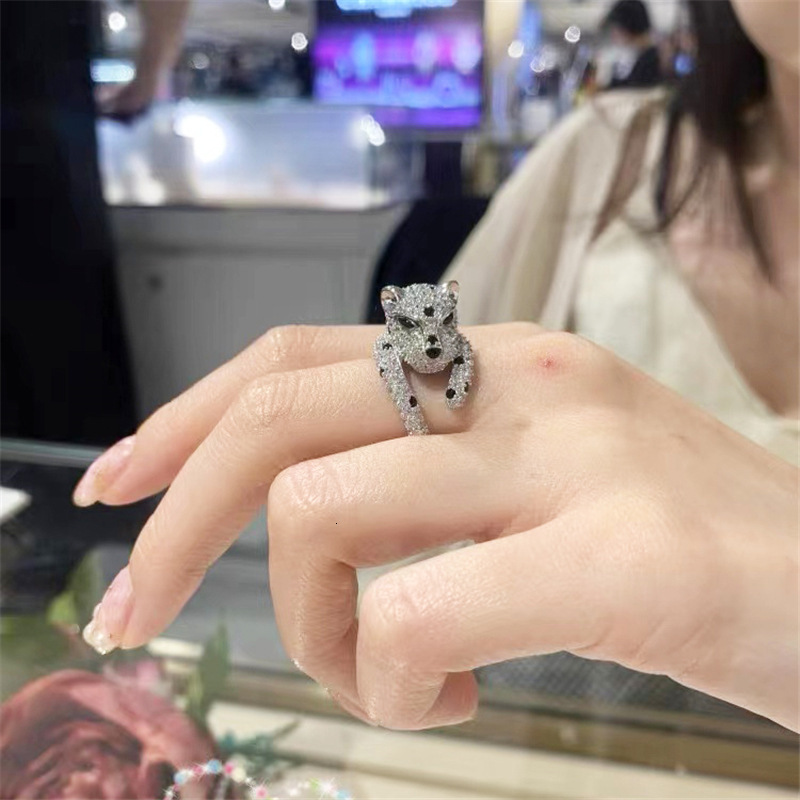 High-end Leopard Designer Ring Engagement Adjustable Open Diamond Womenss Women Ins Style Fairy Inlaid With Full Diamonds Gift Gold Womens Rings Jewel