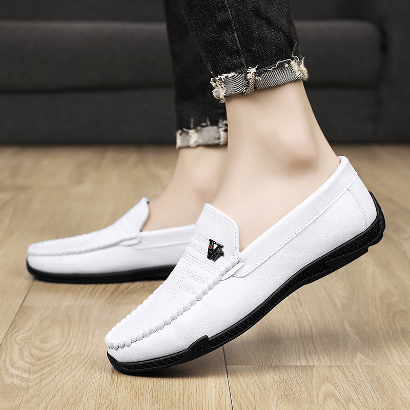 Mens Black Leather Loafers Slip On For Smart Casual Daily Fashion Gifts Office Wear - view 3