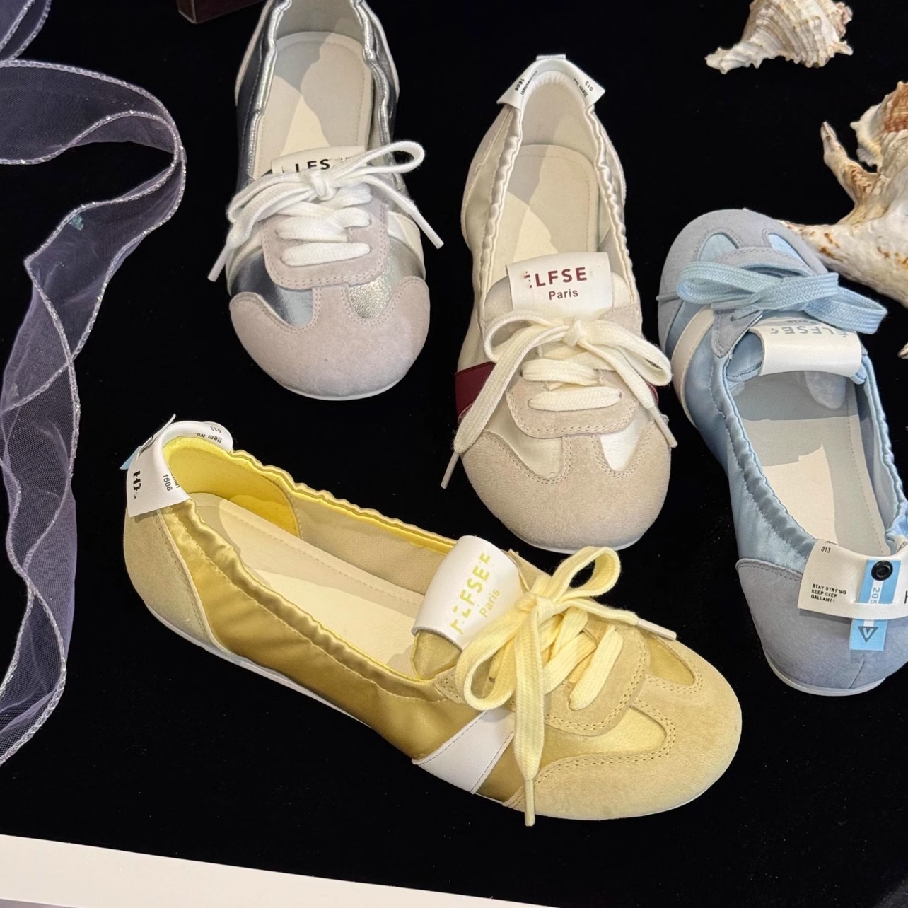 Womens Multi Color Retro Ballet Flats Satin Suede For Fashion Gifts Casual Daily Street Wear - view 3