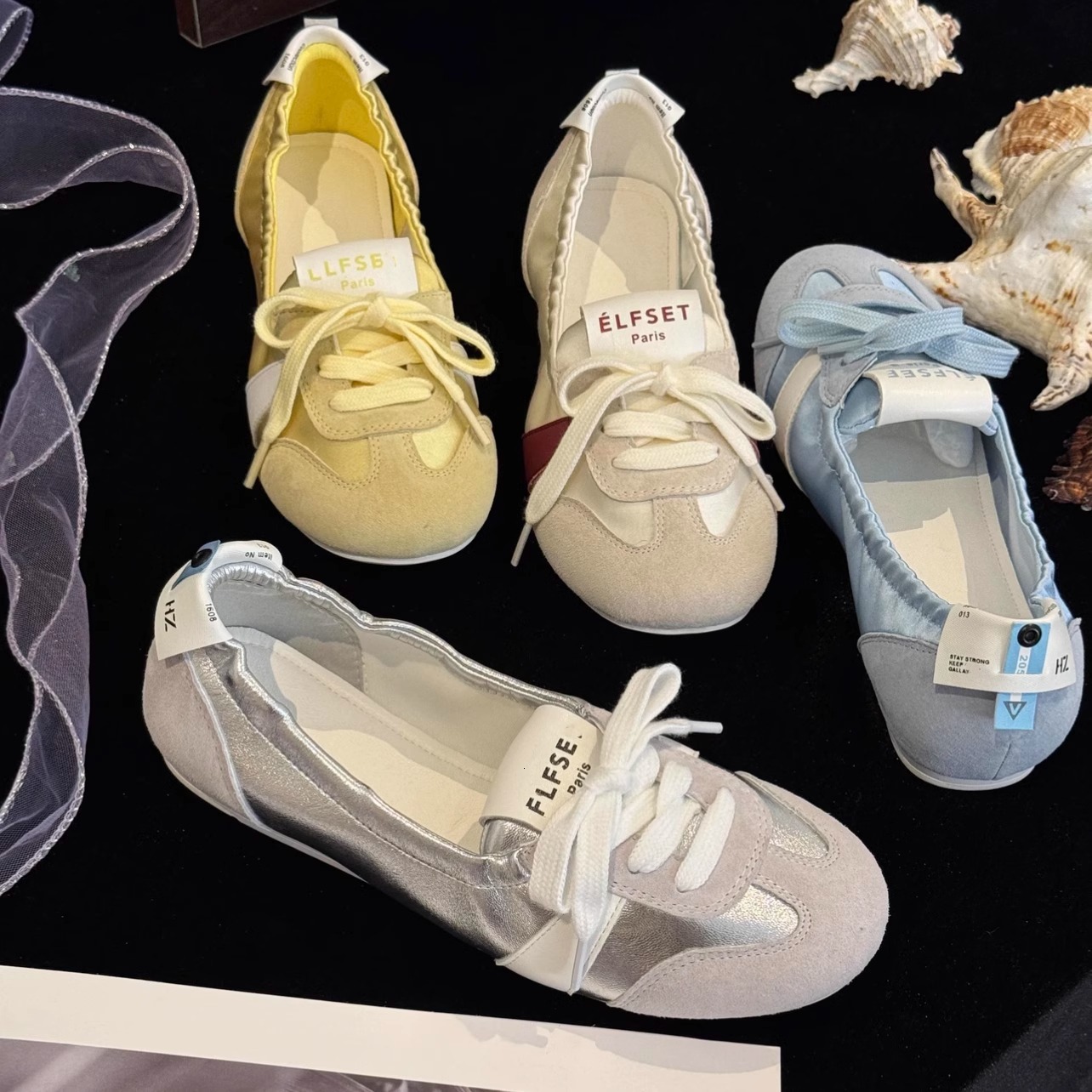 Womens Multi Color Retro Ballet Flats Satin Suede For Fashion Gifts Casual Daily Street Wear
