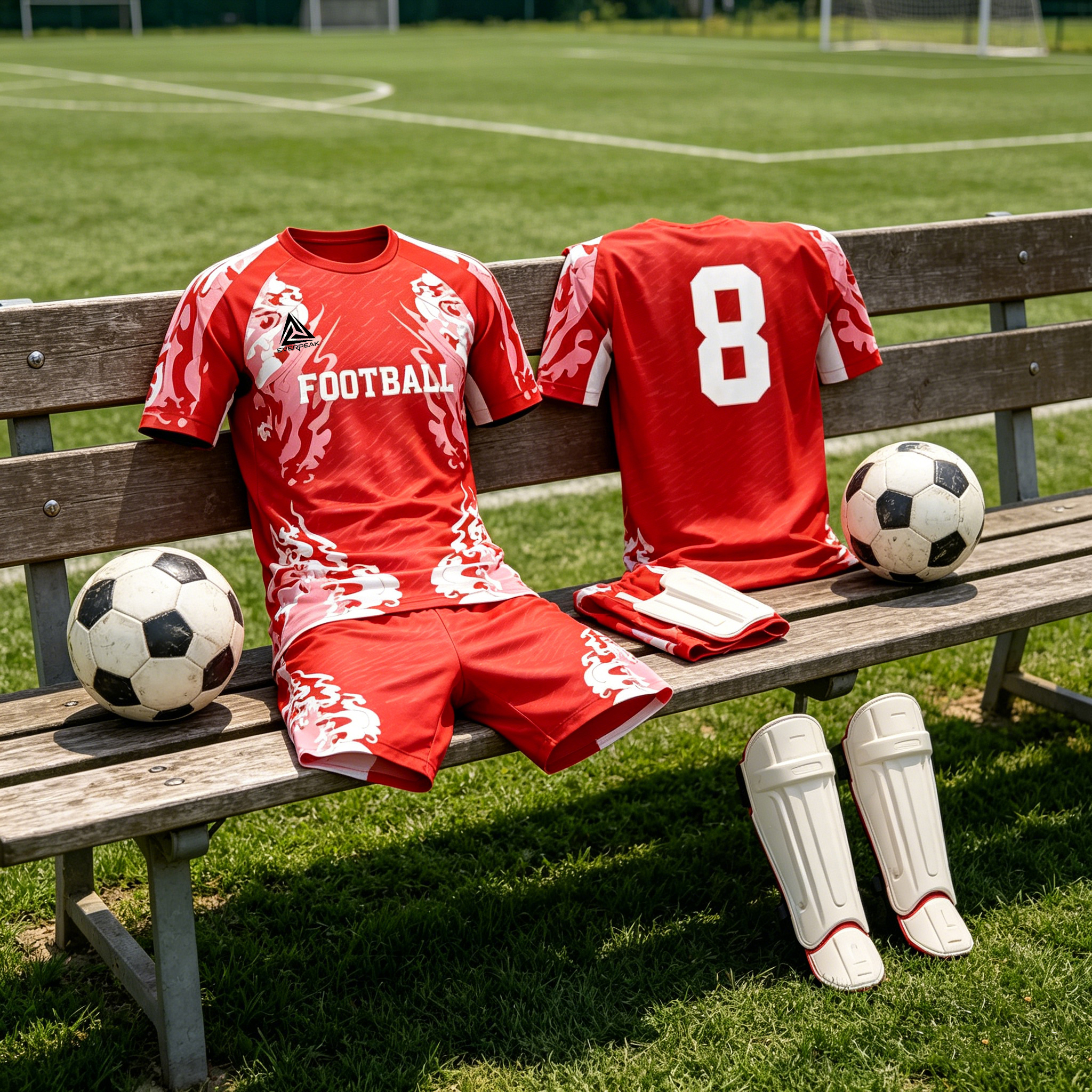 Custom Red Dragon Soccer Uniform Quick Dry Breathable Football Jersey and Shorts Kit Personalized Sportswear for Adult Youth Training Matches - view 4