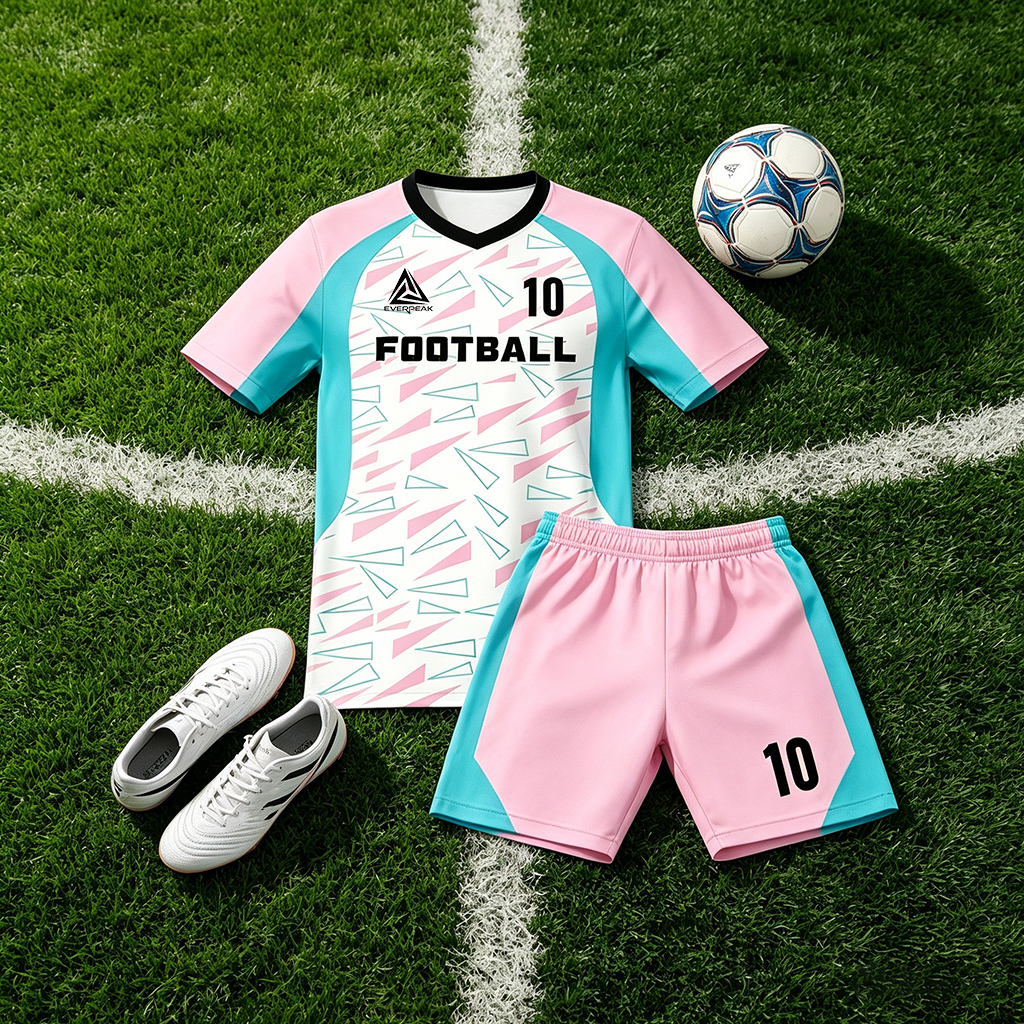 Custom Pink Blue Soccer Uniform Quick Dry Breathable Football Jersey and Shorts Kit Personalized Sportswear for Adult Youth Training Matches - view 5