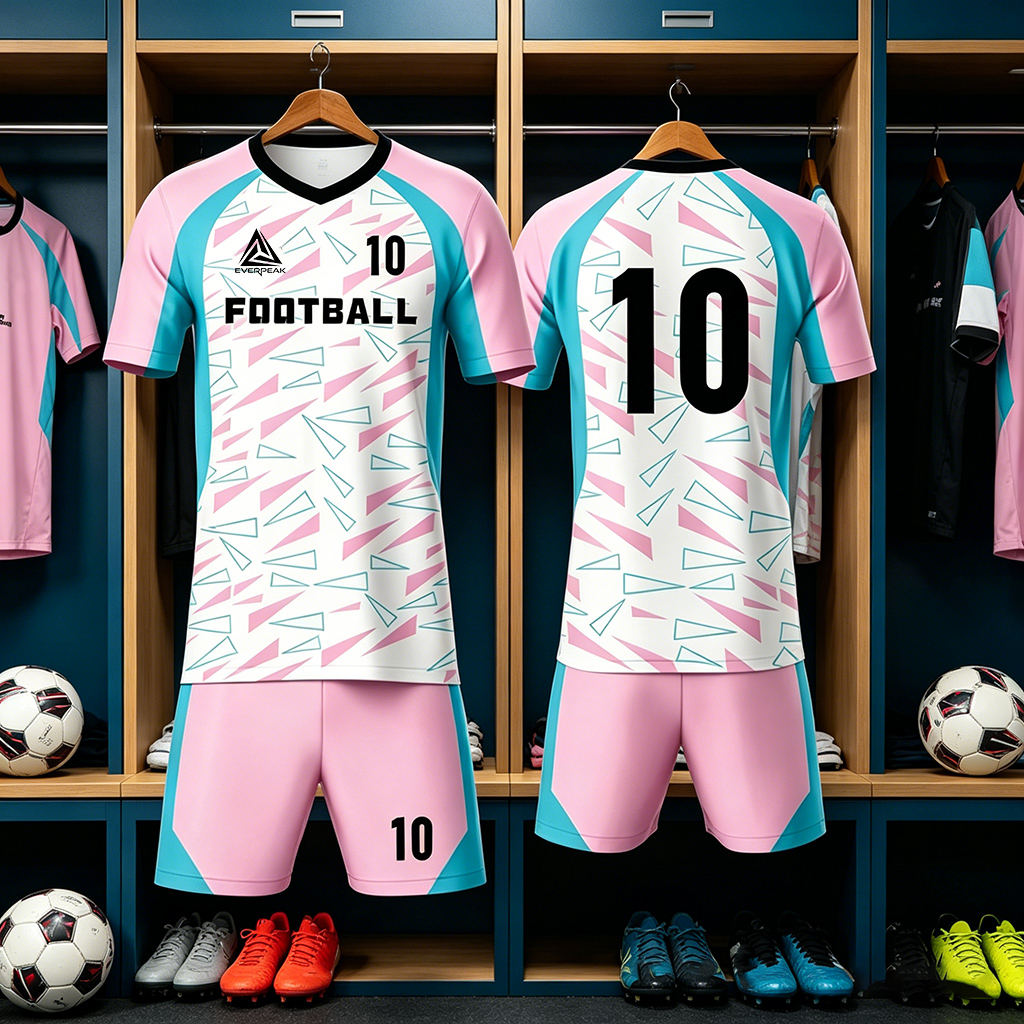 Custom Pink Blue Soccer Uniform Quick Dry Breathable Football Jersey and Shorts Kit Personalized Sportswear for Adult Youth Training Matches - view 6
