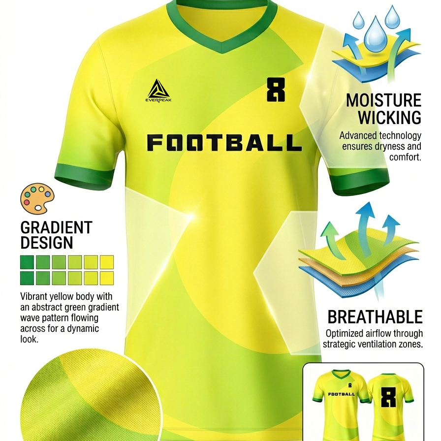 Custom Yellow Green Football Uniform Quick Dry Breathable Soccer Jersey Set Personalized Team Sportswear for Training Matches - view 8