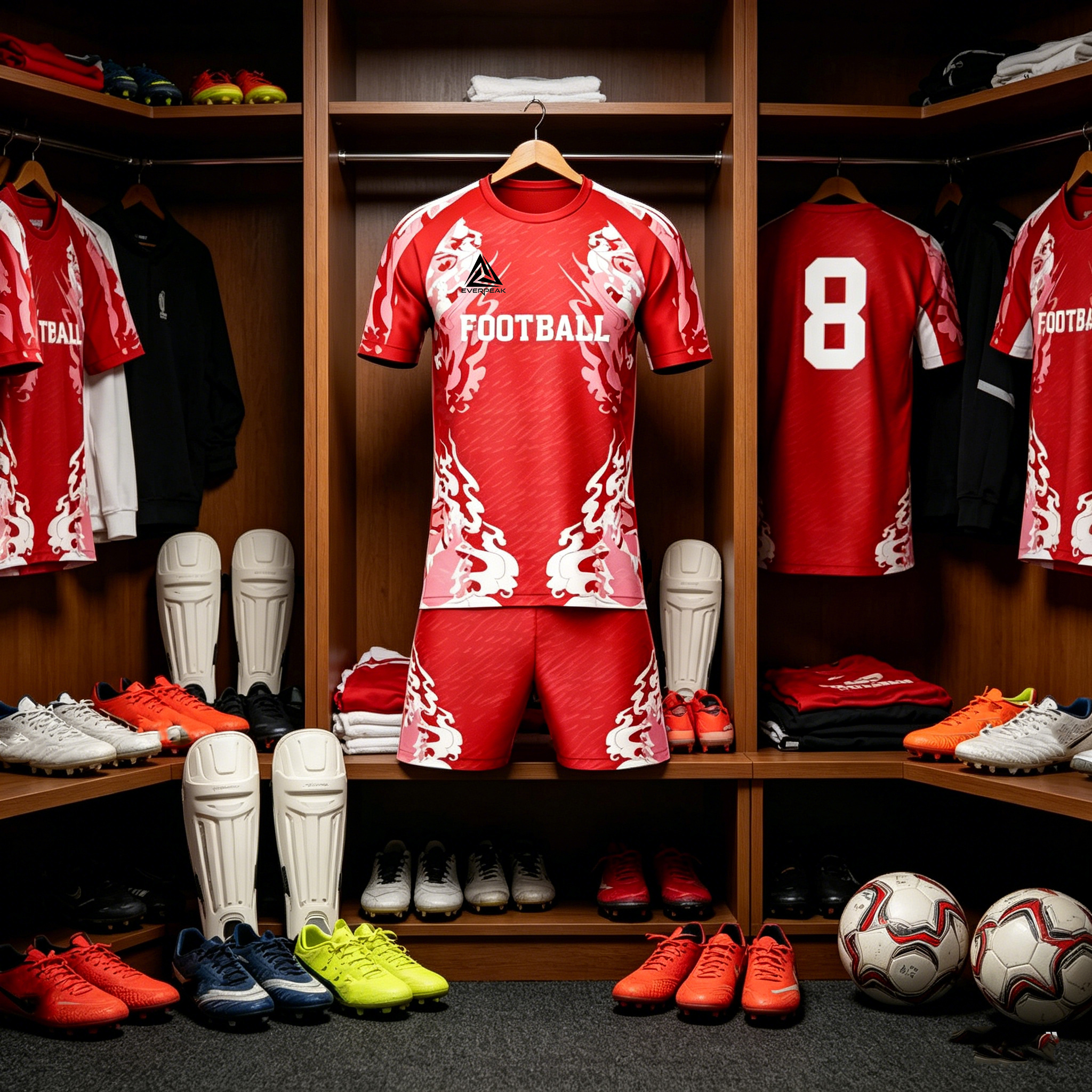 Custom Red Dragon Soccer Uniform Quick Dry Breathable Football Jersey and Shorts Kit Personalized Sportswear for Adult Youth Training Matches - view 5