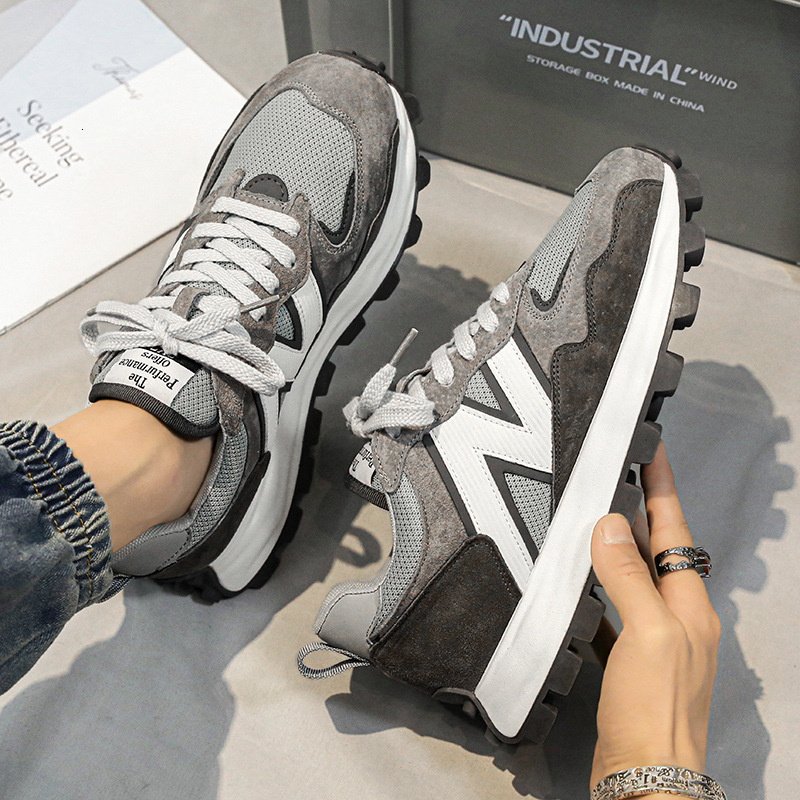 Mens Green Beige Chunky Dad Sneakers Fashion Gifts Suede Mesh For Casual Street Daily Wear - view 6