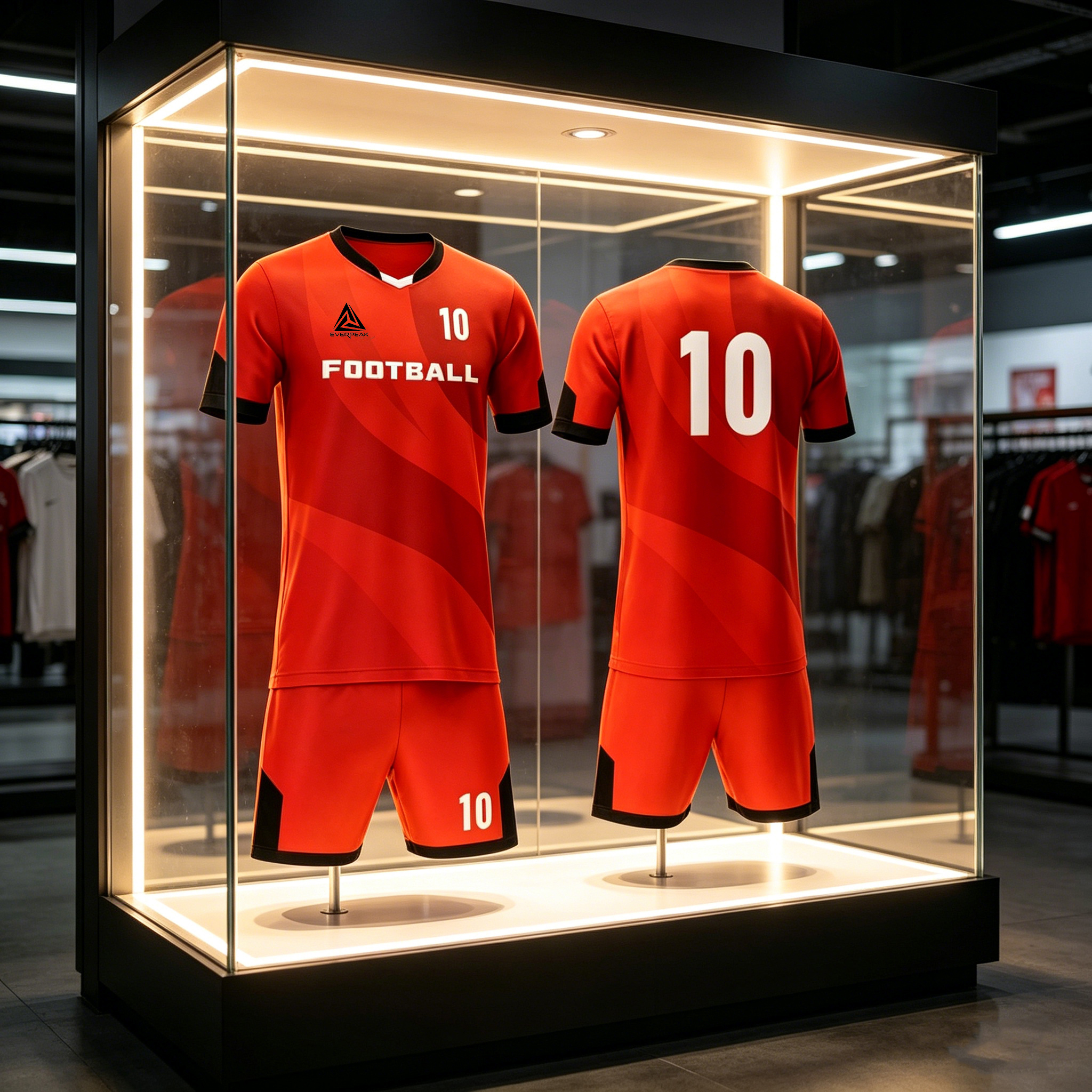 Custom Red Black Soccer Uniform Quick Dry Breathable Football Jersey and Shorts Kit Personalized Sportswear for Adult Youth Training Matches - view 6