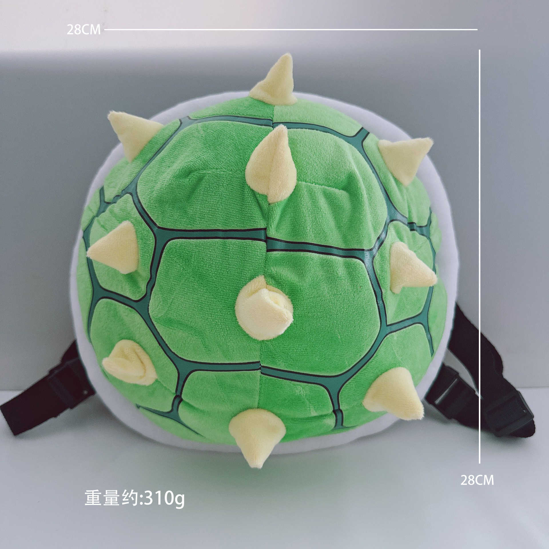 Turtle Plush Backpack, Cute Childlike Embroidered Turtle Plush Toy with Shell, Wings and Spikes - Green and Red Cotton, PP Cotton-Filled Unisex Stuffe - view 4