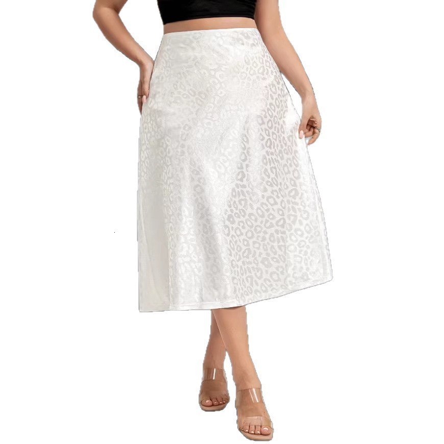 Aynaray Autumn Winter Women Sexy Leopard Satin Skirts High Waist Flare Bodycon Slim Long Silk Maxi Skirt For Women 240805