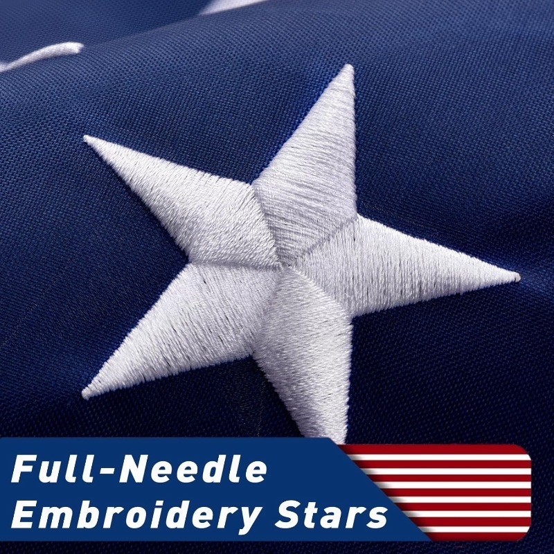 5pc American Flag for Outside 2X3 FT, Deluxe Heavy Duty, All Weather High Wind USA US Flag with Embroidered Stars, Sewn Stripes, Brass Grommets