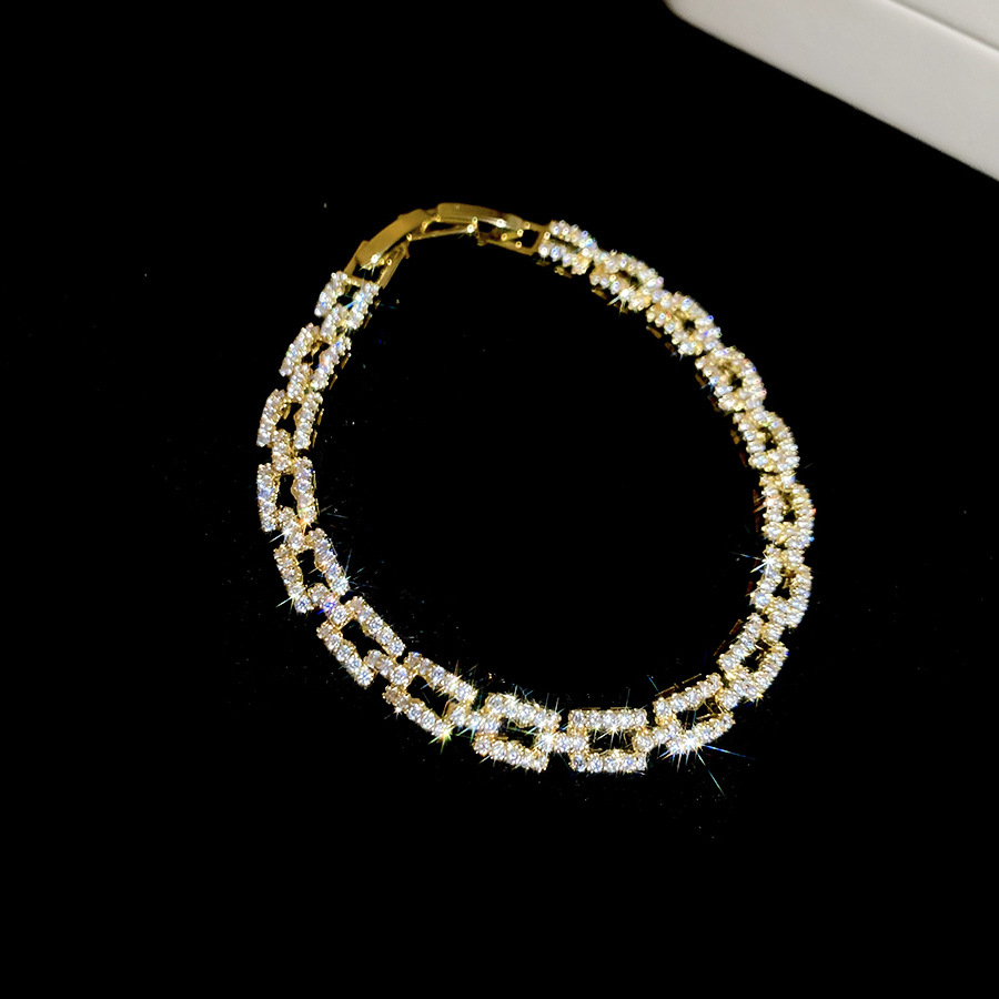 European and American Cross-Border Diamond-Shaped Hollow Zircon Flower Bracelet Light Luxury High-End Fashion Trend Versatile Women's Jewelry - view 8