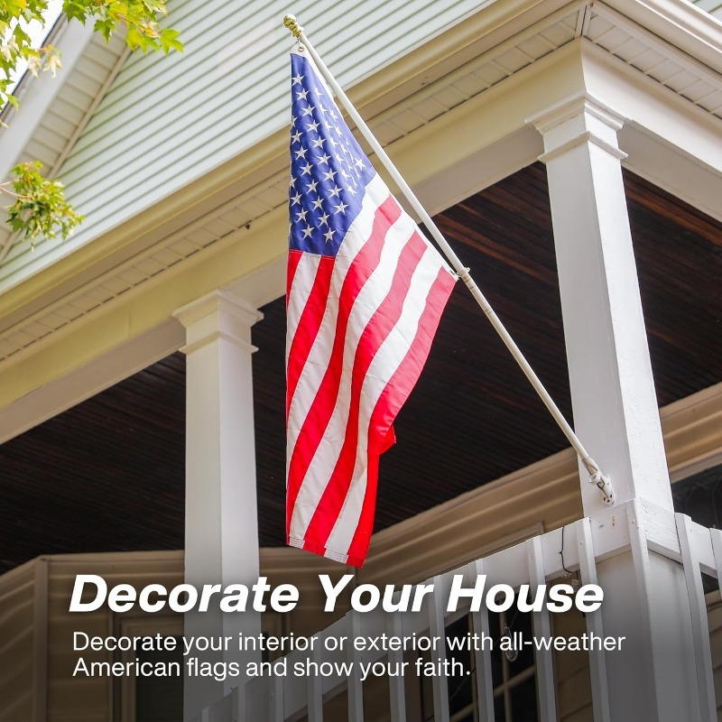 5pc American Flag for Outside 2X3 FT, Deluxe Heavy Duty, All Weather High Wind USA US Flag with Embroidered Stars, Sewn Stripes, Brass Grommets