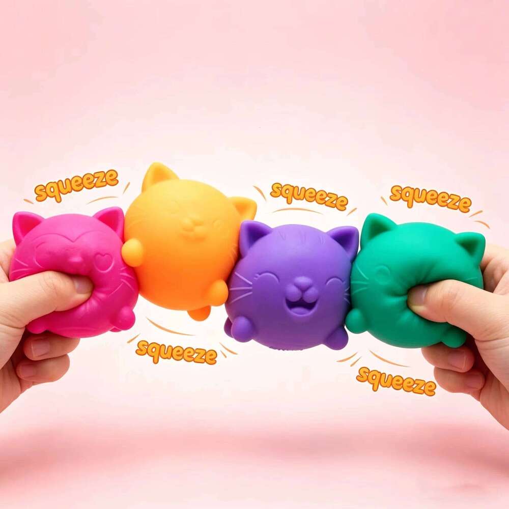 Schylling NEEDOH Cool Cat Squishy Slow Rise Stress Relief Ball Fidget for Adult Kids Anti-Anxiety Sensory Toys 26L0528