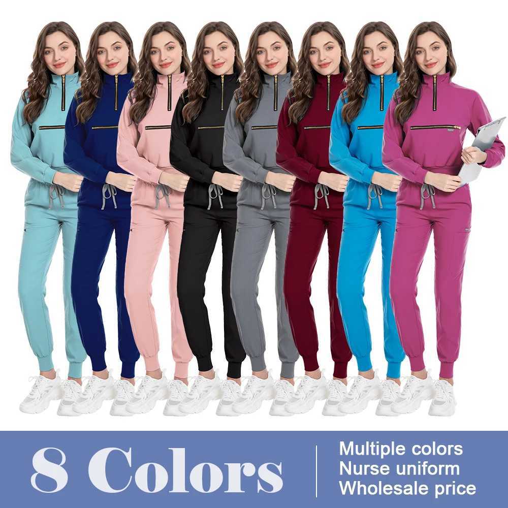 Scrubs Uniform Long Sleeve Tops Pants Hospital Nurse Set Women Pet Shop Doctor Scrub Medical Surgery Workwear Nursing Scrub Suit X260528 - view 5