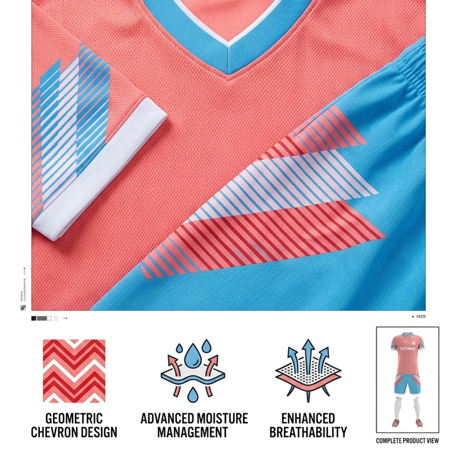Custom Pink Blue Football Uniform Quick Dry Breathable Soccer Jersey Set Personalized Team Sportswear for Training Matches - view 7