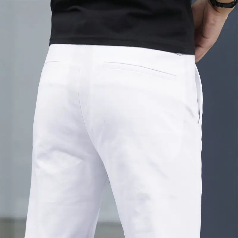 Mens Pure White Pants Slim Fit Business for Men Suit Ankle Length Summer Autumn Formal Leisure Trousers L79 y260618 - view 7