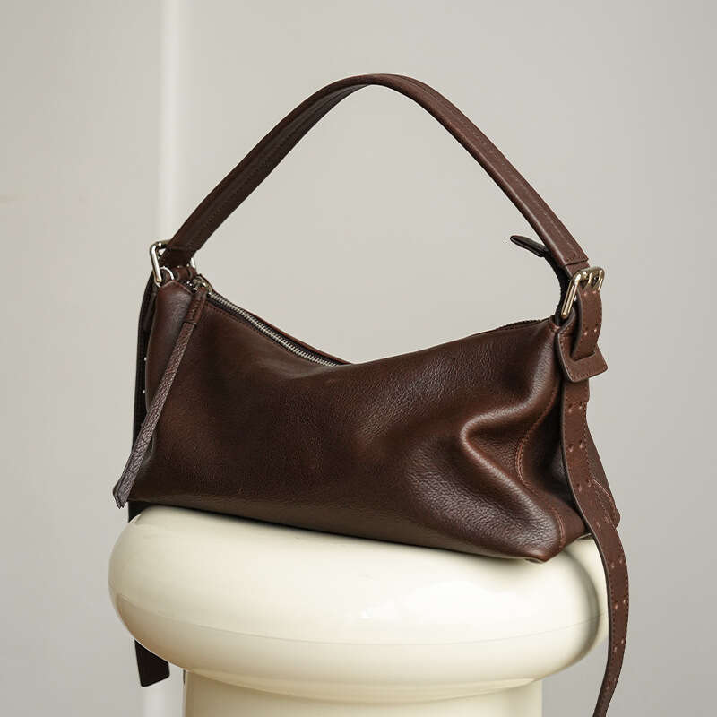 Vintage Genuine Leather Pillow Bag Large Capacity Single Shoulder Underarm Hobo Bag Elegant Texture Soft Leather Handbag For Daily Commute SENYY