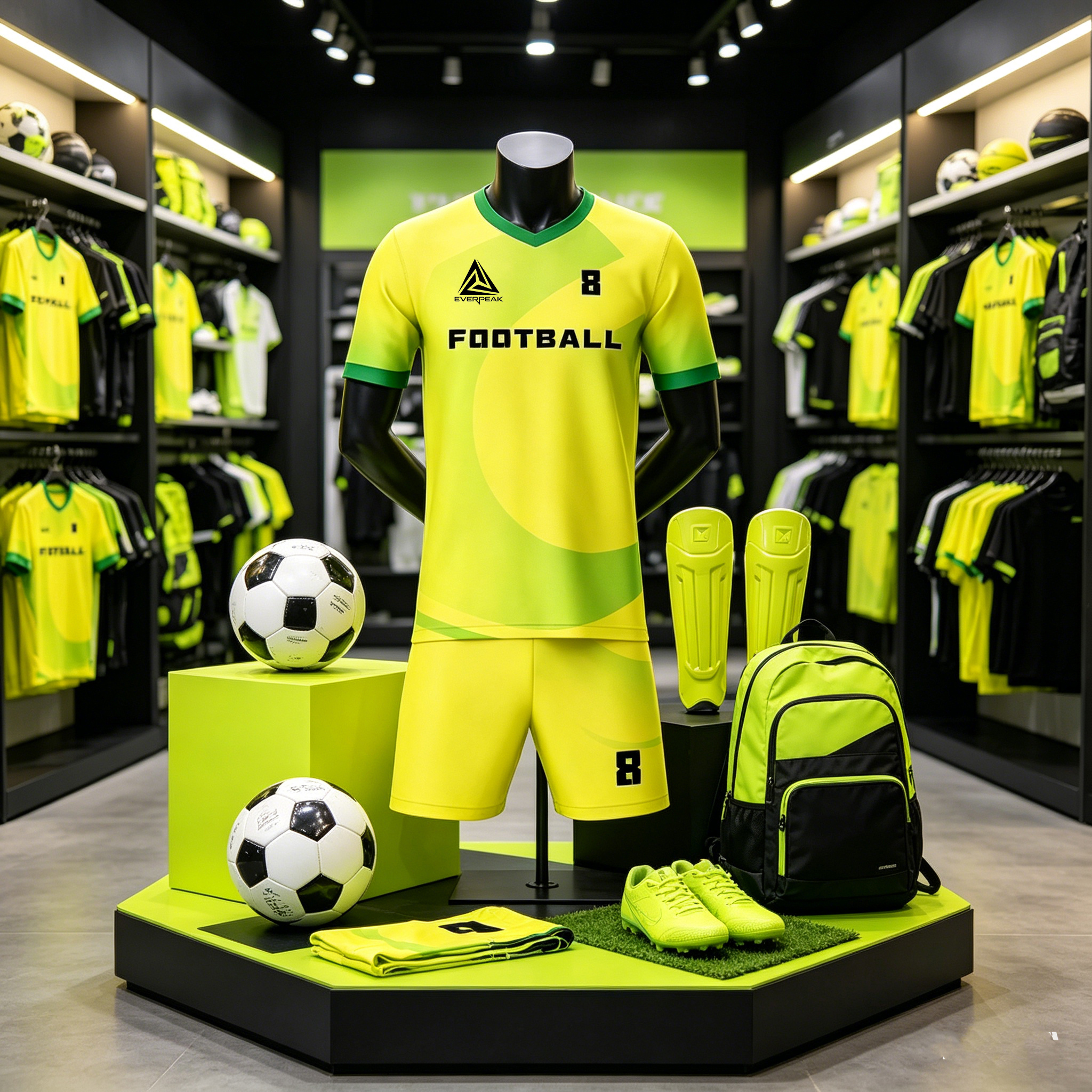 Custom Yellow Green Football Uniform Quick Dry Breathable Soccer Jersey Set Personalized Team Sportswear for Training Matches - view 5