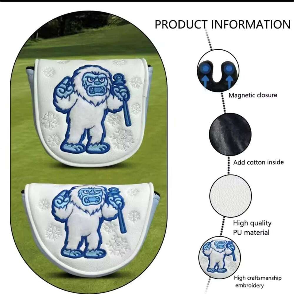 New DF3 Putter Cover Embroidered Snowman Half Round Double Ear Golf Headcover 26L0528