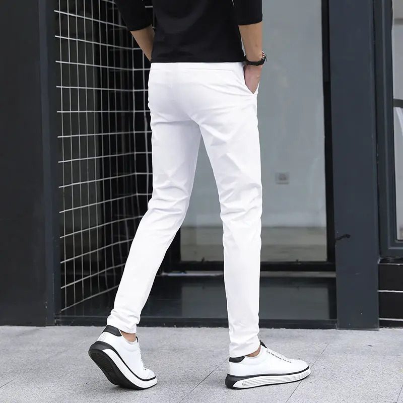 Mens Pure White Pants Slim Fit Business for Men Suit Ankle Length Summer Autumn Formal Leisure Trousers L79 y260618 - view 5