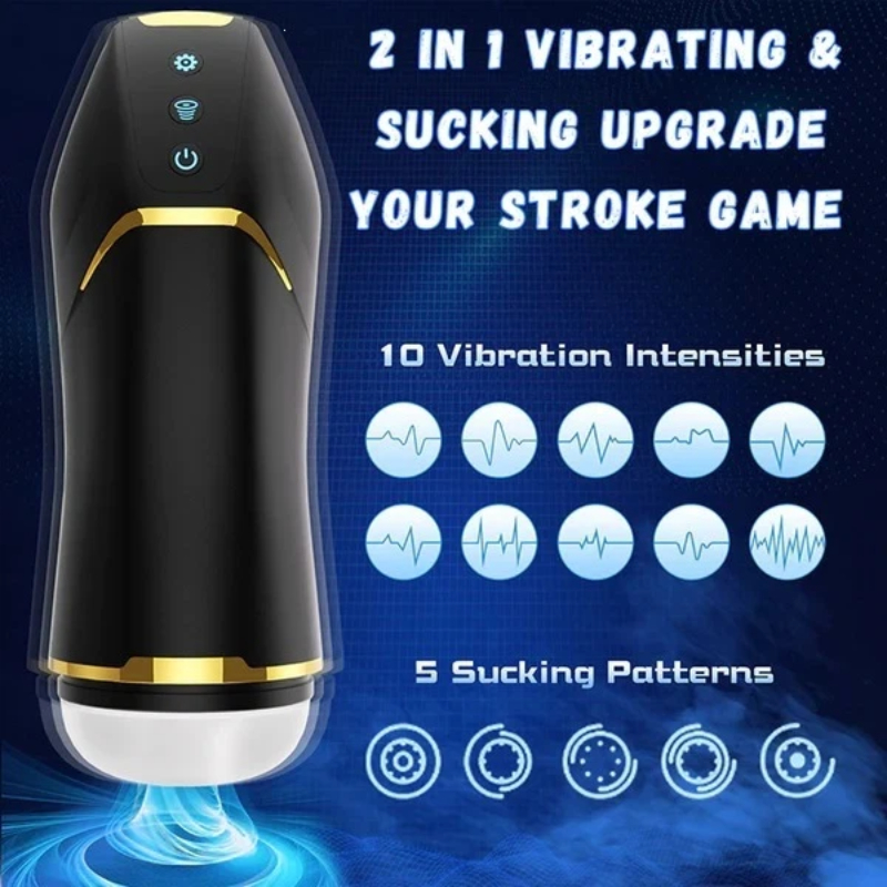 2-in-1 Automatic Sucking & Vibrating Male Masturbator, 10 Vibration & 5 Suction Modes Male Sex Toy Stroker Cup
