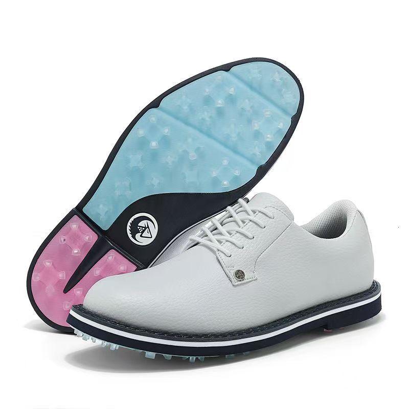 Mens White Waterproof Golf Shoes Leather For Professional Fashion Gifts Golf Course Training - view 3