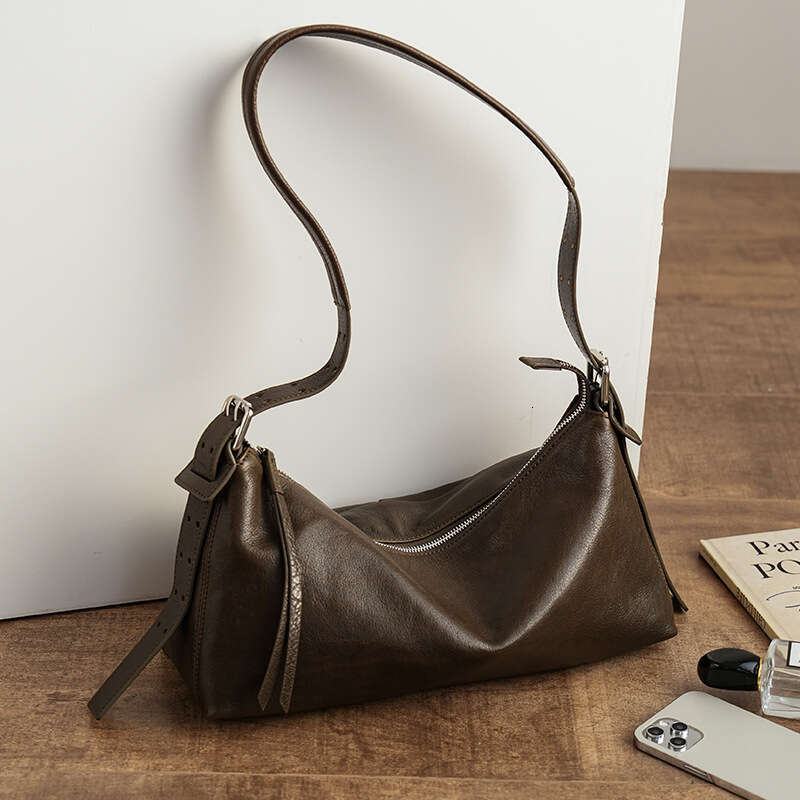 Vintage Genuine Leather Pillow Bag Large Capacity Single Shoulder Underarm Hobo Bag Elegant Texture Soft Leather Handbag For Daily Commute SENYY