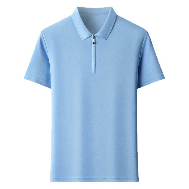 autumn and winter business casual mens thickened halfzip longsleeve solid color polo shirt top 240911