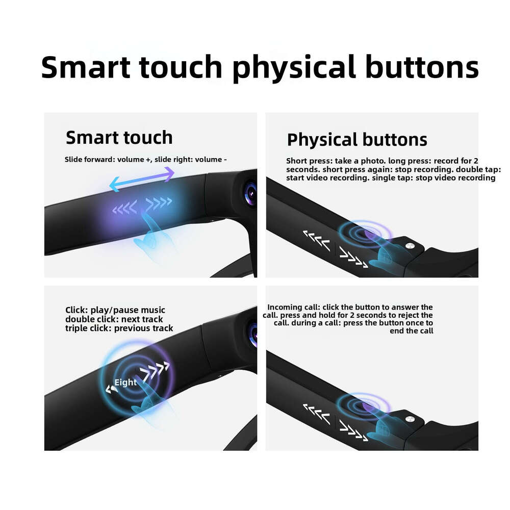 CY03 AI Smart Glasses 800W Pixel HD Photo Video Bluetooth Calling Real Time Translation Live Streaming CKS