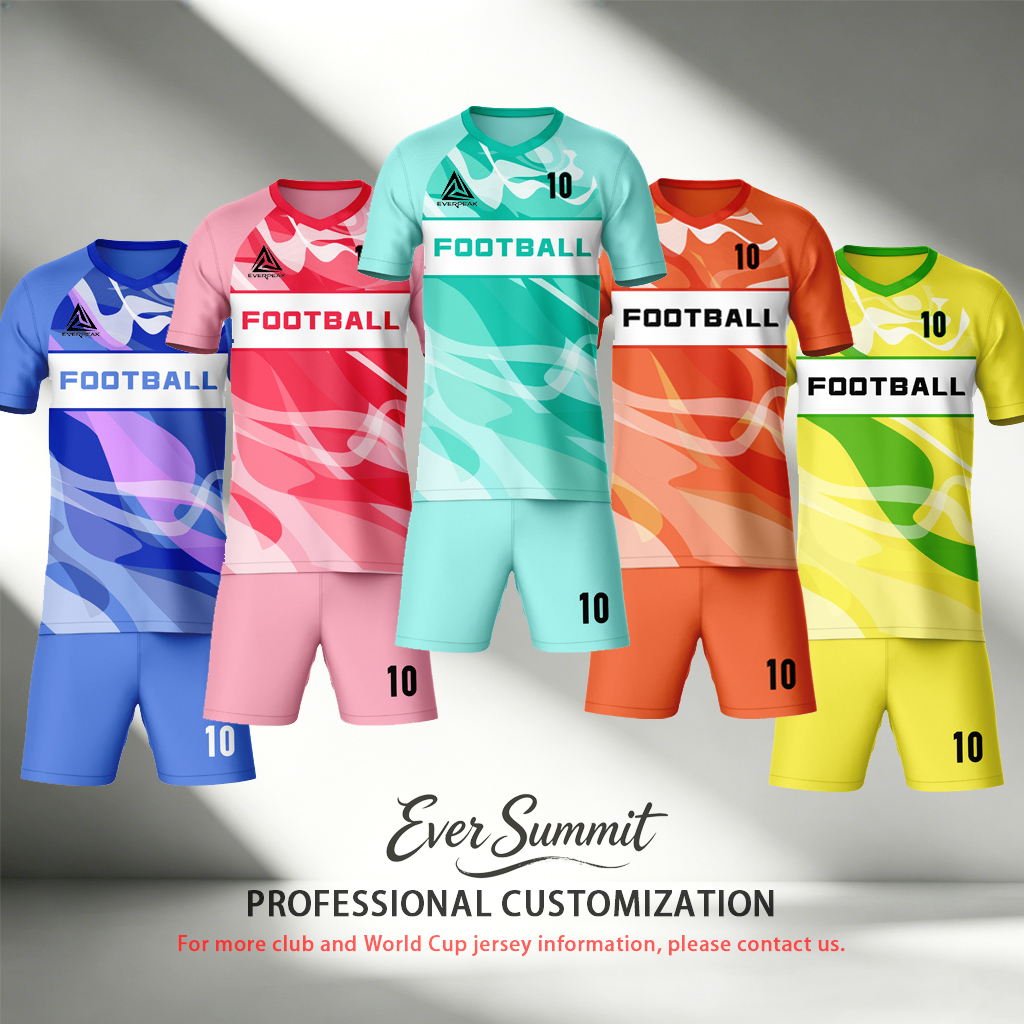 Custom Light Blue Abstract Soccer Uniform Quick Dry Breathable Football Jersey and Shorts Kit Personalized Sportswear for Adult Youth Training Matches