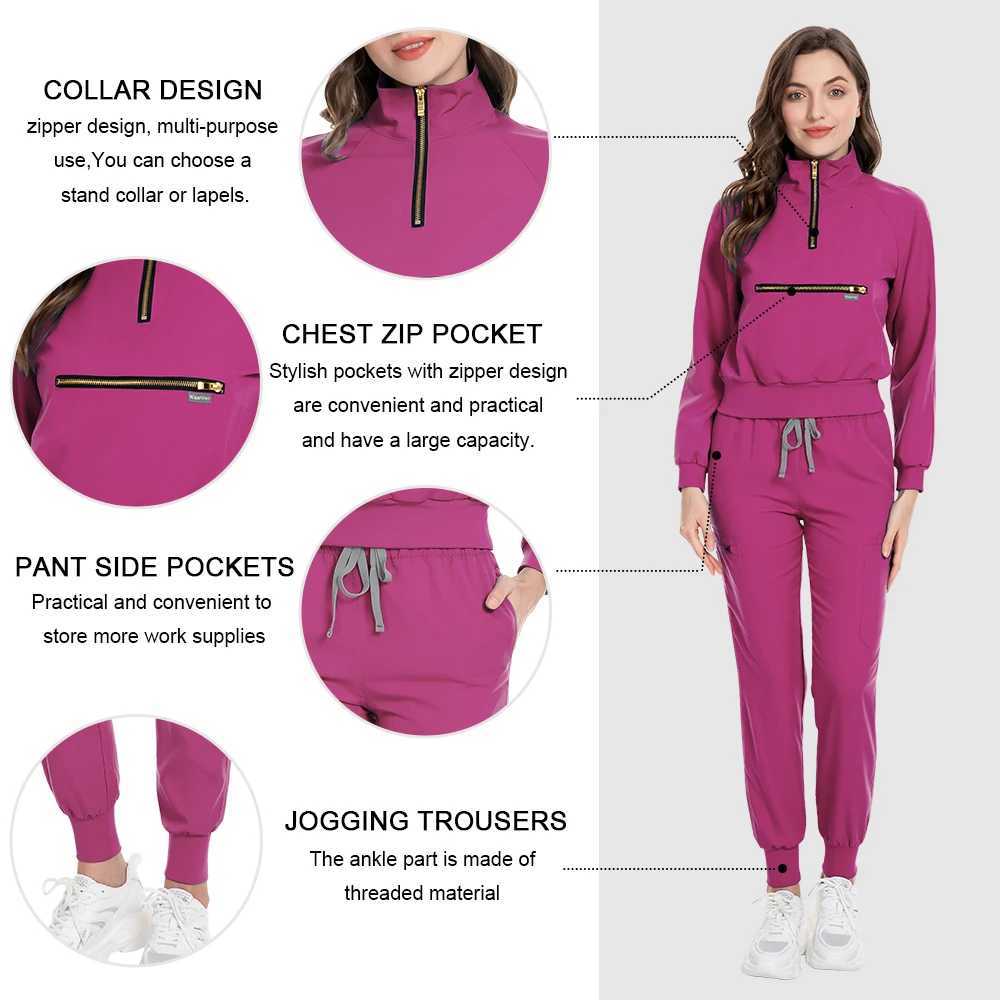 Scrubs Uniform Long Sleeve Tops Pants Hospital Nurse Set Women Pet Shop Doctor Scrub Medical Surgery Workwear Nursing Scrub Suit X260528 - view 7