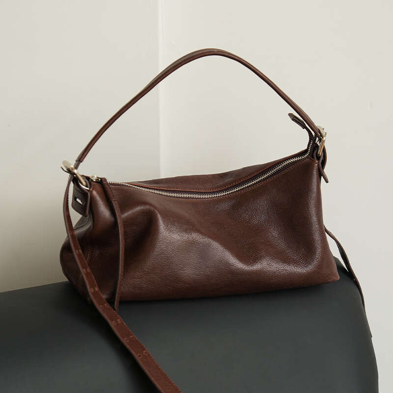 Vintage Genuine Leather Pillow Bag Large Capacity Single Shoulder Underarm Hobo Bag Elegant Texture Soft Leather Handbag For Daily Commute SENYY