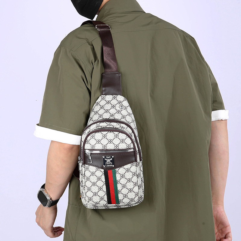 Designer Bag Unisex Chest Fashionable Phone PU Texture Trendy Print Lightweight Shoulder Casual Travel Crossbody Bag