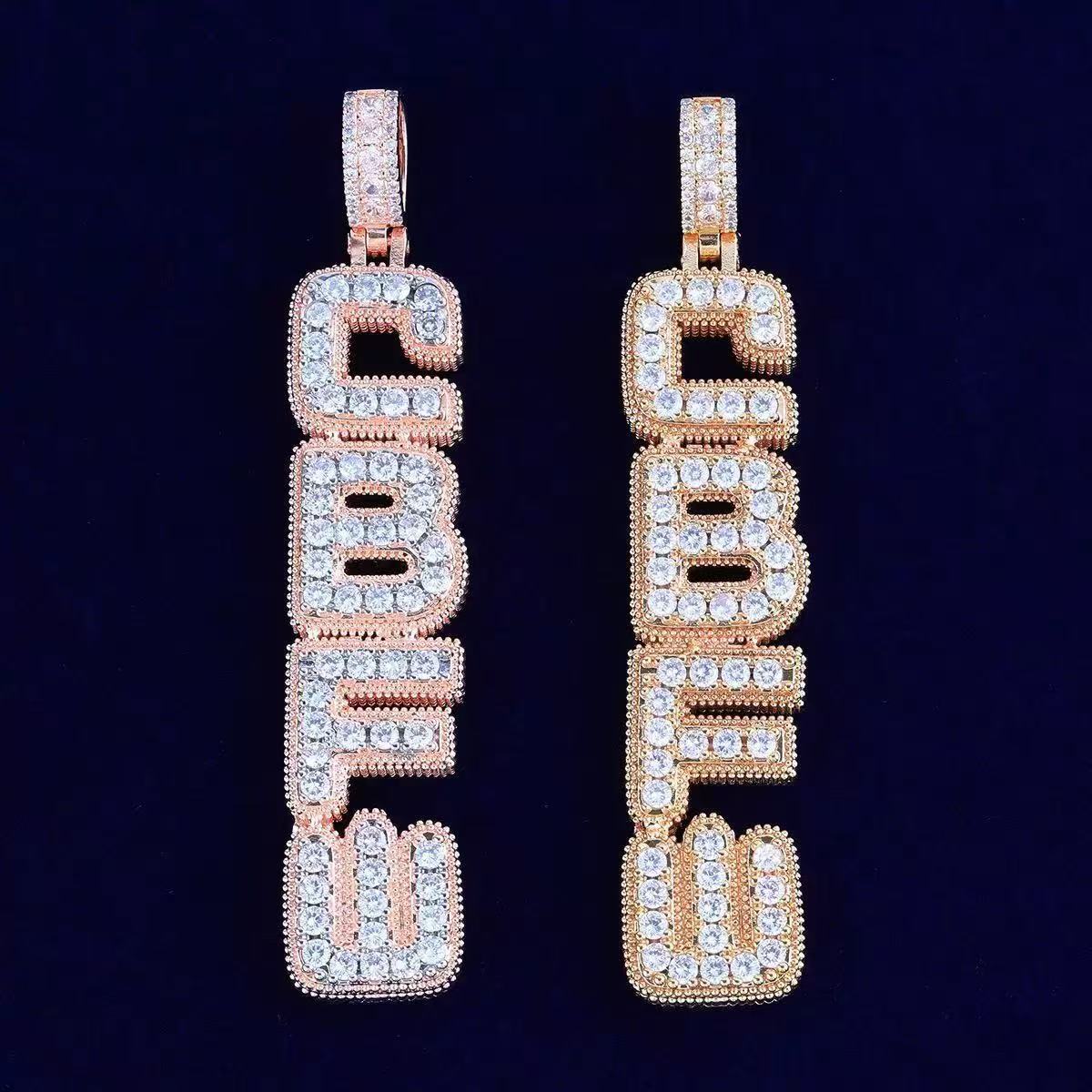 Rapper Jewelry VVS Moissanite Iced Out Full Diamonds Hip Hop Jewelry Personalized Letter Custom Colored Name Pendant