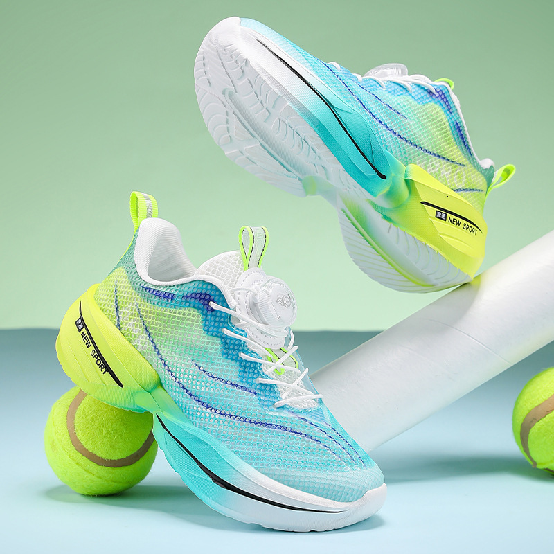 Unisex Cyan Green Gradient Running Shoes Breathable Mesh Fashion Gifts For Professional Sports Training - view 3